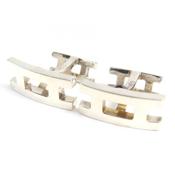 HERMES H Logo Cufflinks Men's Accessories AG925 Silver Weight 7.0g